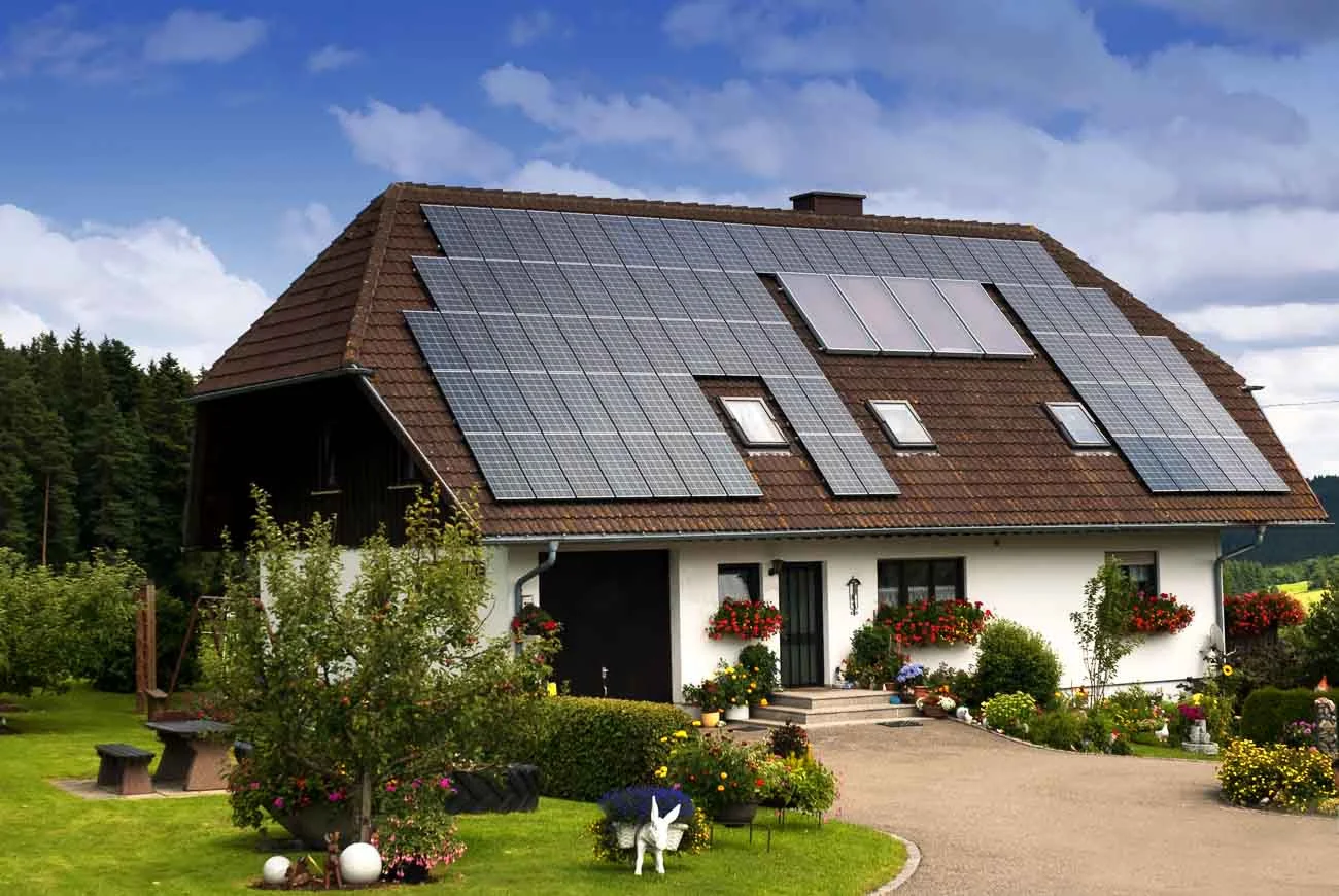 House fitted with solar panels