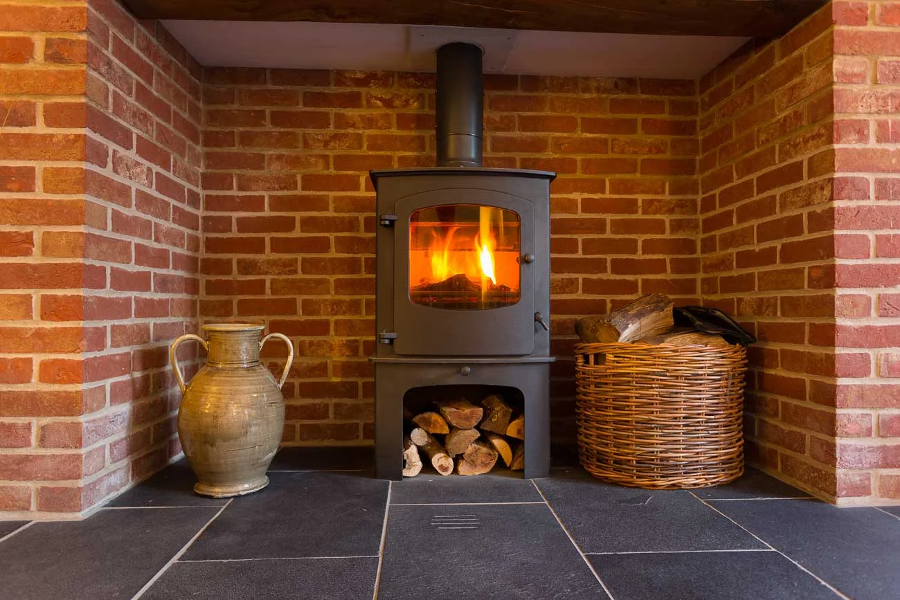 Wood burning stove installation